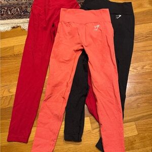 Gymshark  Leggings - Red, Coral, and Black